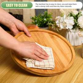 竹制圆形托盘跨境家用餐厅水果零食熟食餐用托盘马赛克木制杯垫