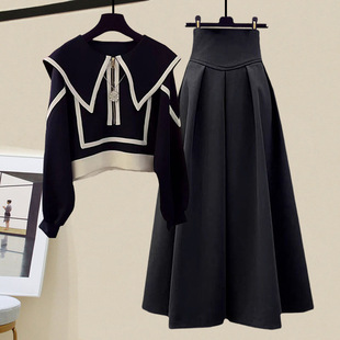 Autumn Suit for Women 2025 New Plus Size Women's Wear Fashionable Sweatshirt with Slim and Versatile Skirt Two-Piece Set