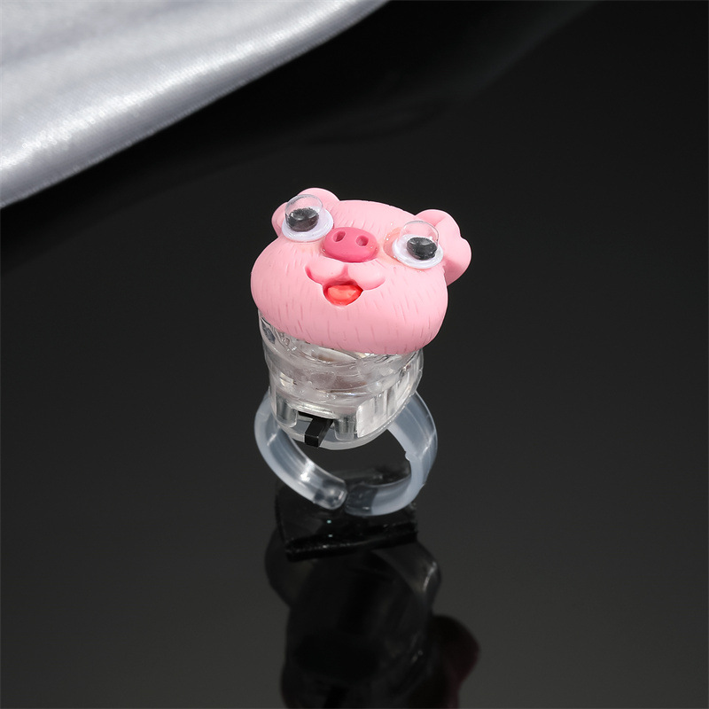 Cross-border Jewelry Cute Animal Ring Luminous Ring Creative Cartoon Children's Toy Index Finger Ring display picture 9