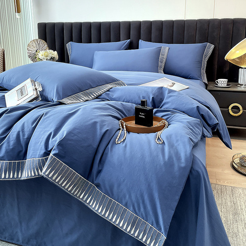 Light Luxury A-Class Mother and Baby Grade 80 Pieces Xinjiang Long Staple Cotton Pure Cotton Quilt Cover Set Full Cotton Bedspread Cover Home Bed Sheet Bed Skirt Style
