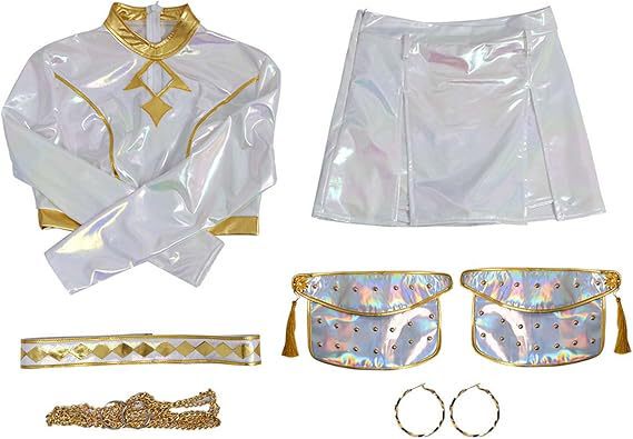 跨境万圣节K-POP猎魔女团cos服米拉佐伊鲁米渐变色儿童打歌服白色|undefined
