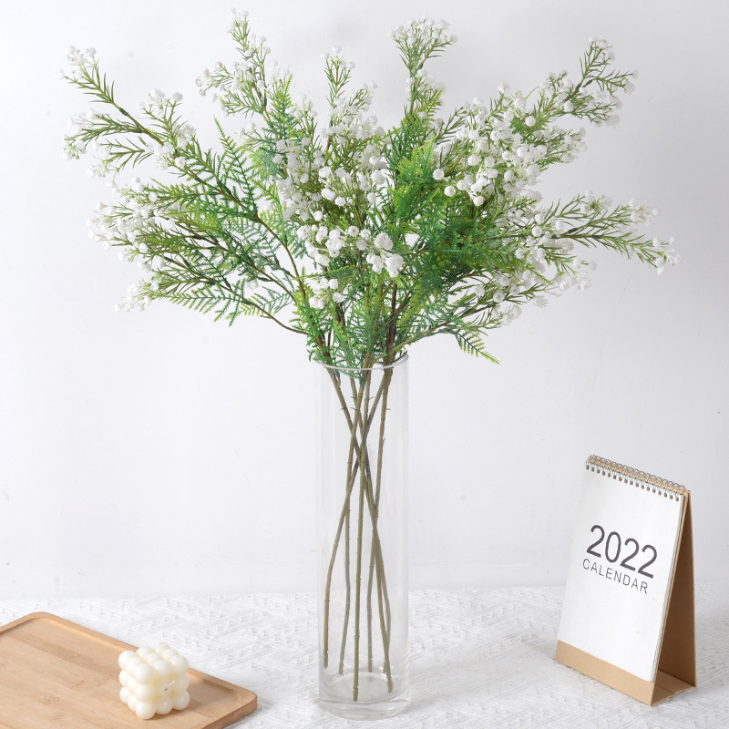 Artificial flor estrellada pu sentir con hojas 4 tenedor artificial ramo de la boda decoración del hogar falsa fábrica al por mayor