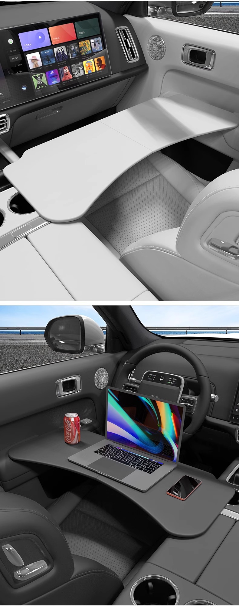 Car-Mounted Small Table Suitable for Li Auto L6, L7, L8, Dedicated Front-Row Folding Dining Table, Computer Desk, In-Car Desk