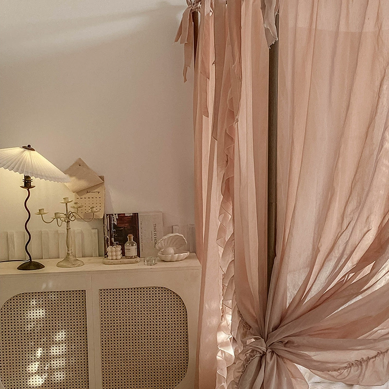 2024 new French mosquito nets, court landing bed curtain princess wind bed curtains, three open shielded dustproof old shelf beds