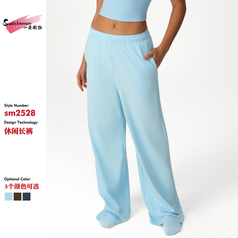 European and American Loose Dance Sports Wide-Leg Pants Outdoor Training Sports Pants New Women's Straight Floor-Length Yoga Pants