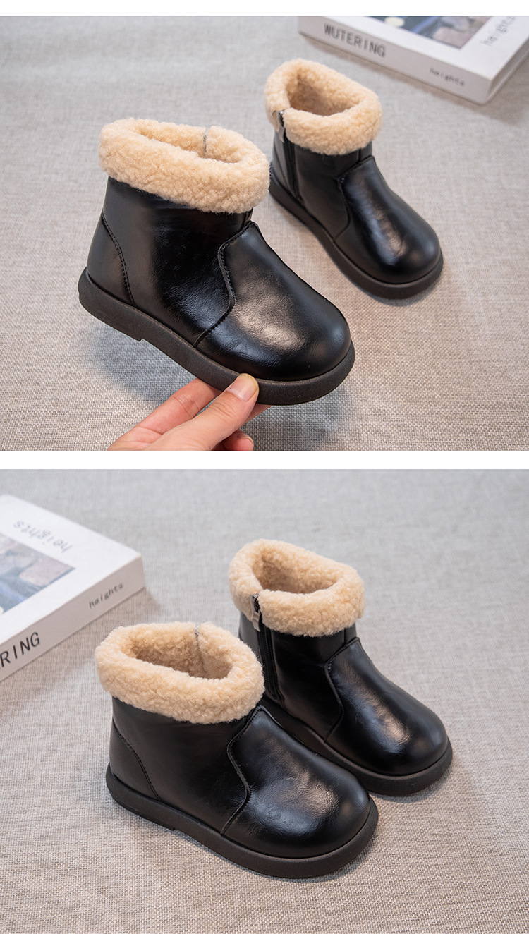 Botas de inverno para menina com forro de lã impermeáveis_voghion.com