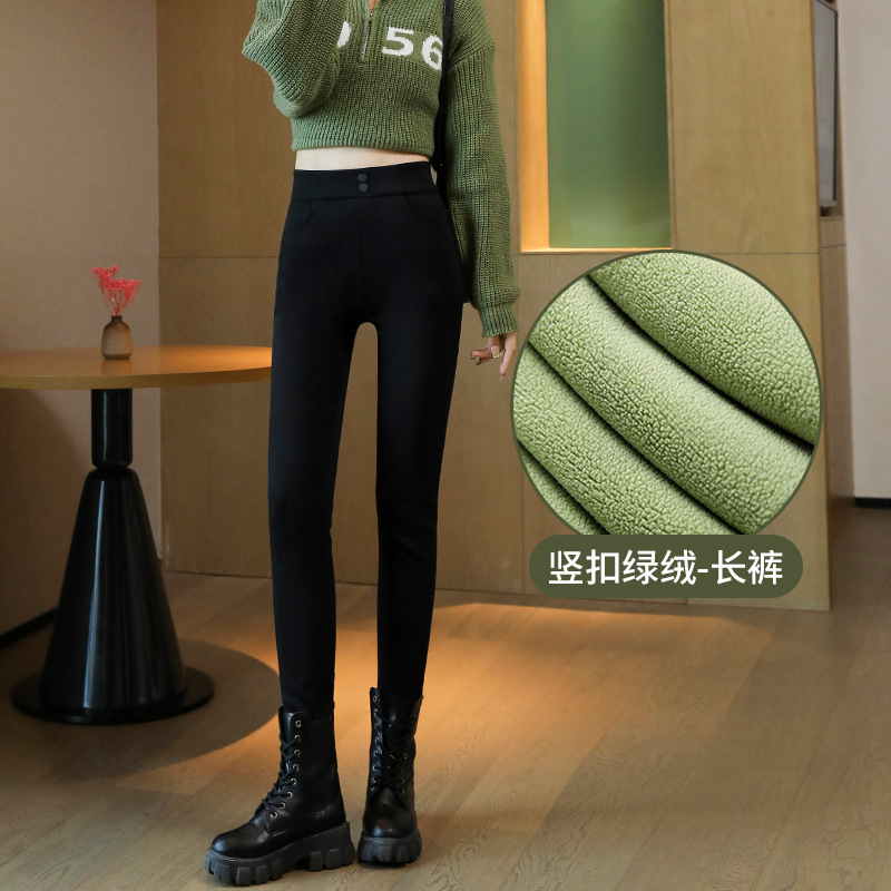 세로버튼 보습 블랙팬츠 [그린벨벳팬츠]