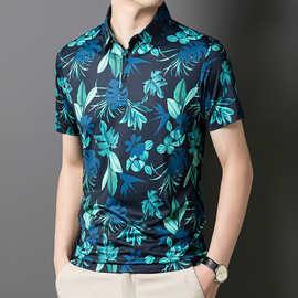 春夏新款男装男士上衣POLO衫logo跨境体恤衫速干3D数字印花POLO衫