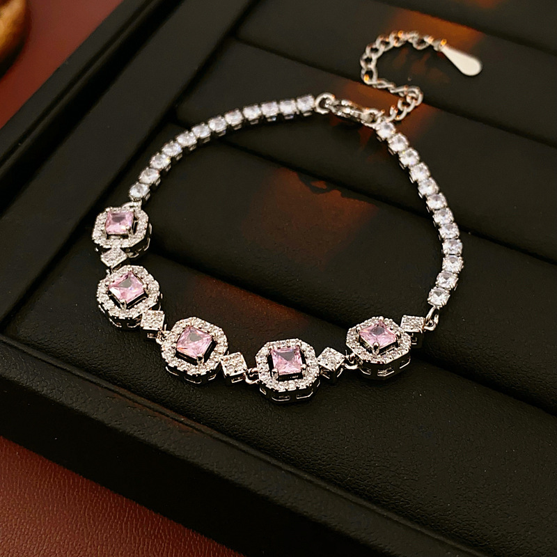 Pulsera de flores cuadrada geométrica de piedra de silicio lujosa pulsera de alta calidad temperamento exquisito personalidad joyas al por mayor