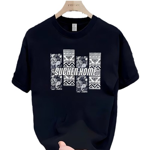 Heavyweight pure cotton short-sleeved T-shirt casual fashion men and women's summer ins white match round neck top trendy versatile men half-sleeve