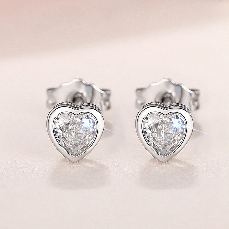 3g Weight Copper Ear Needle Material Ear Studs Classification 1 Pair Quantity Daily, Street Occasion Copper Material Heart Shape Pattern All Seasons Season Women's Gender Sweet Style 1 Pair Sweet Heart Shape Copper Ear Studs 7