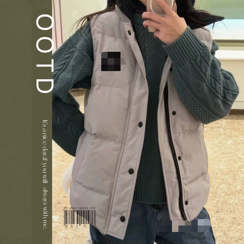 Cross-Border Factory Direct Sales of New Style Diagonal Collar Russian-Style Stand-Up Collar Couple's Black Label Gray Label down Vest High-End Gilet Vest Cross-Border Factory Direct Sales of New Style Diagonal Collar Russian-Style Stand-Up Collar Couple's Black Label Gray Label down Vest High-End Gilet Vest