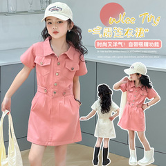 Girls' Summer Dress, Children's Denim Skirt, Summer Style, Trendy 2023 New Arrival Korean Version, Big Kids' Clothing for Girls