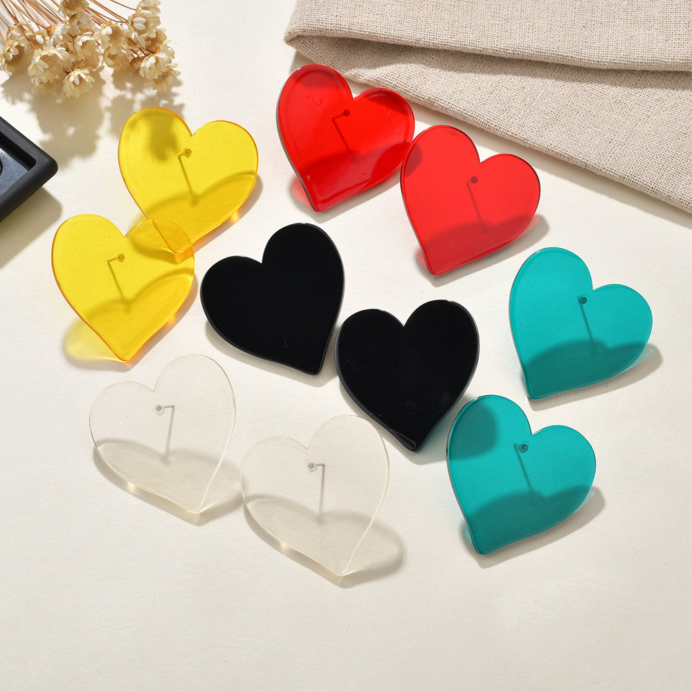 transparent heart hypoallergenic earrings