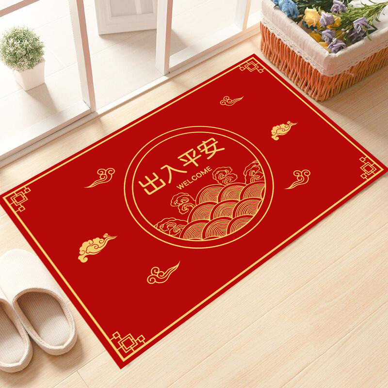马年红地垫中式入户红门垫新年进门口地毯玄关门口脚垫家用蹭脚垫