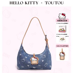 TOUTOUhellokitty凯蒂猫丹宁牛仔腋下包哈喽kt饭盒包百搭斜挎包女