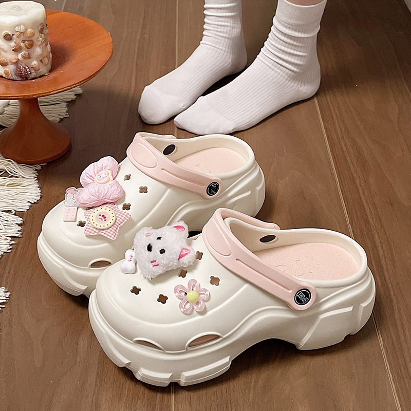 Eva Clogs for Women, Summer Outdoor Thick-Soled Height-Increasing Beach Shoes, Non-Slip, Odor-Resistant, Comfortable Stepping