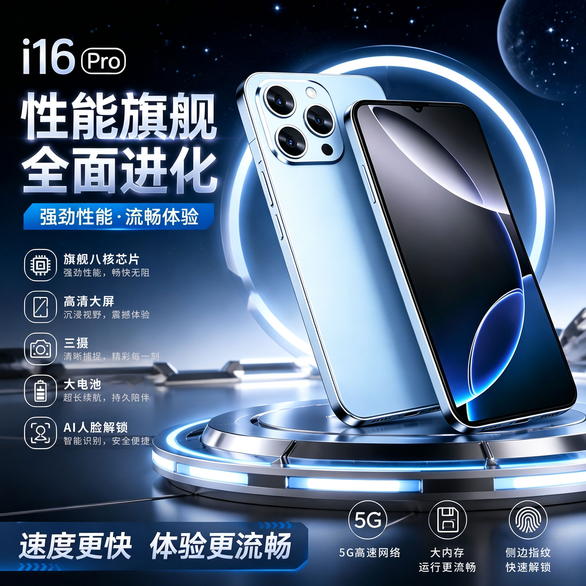 I16pro New 4g Cross-border Mobile Phone New Market Android 6.5inch...