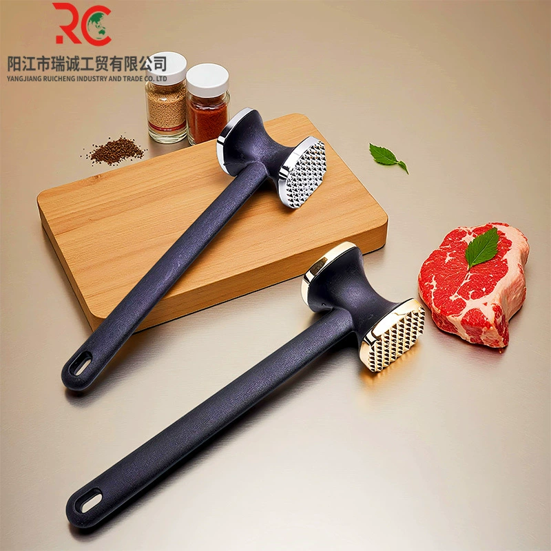 Двусторонний тендерайзер для мяса из цинкового сплава, молоток для стейка, кухонный инструмент для измельчения мяса, пресс для чеснока