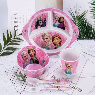 Children's Tableware suit Cartoon Frozen Baby's Dinner Plate Split-resistant Drop-resistant Anti-hot Kindergarten Cute Supplementary Bowl