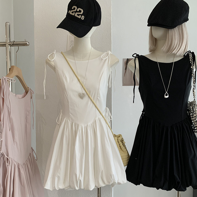 Kekezoon Sleeveless Dress, New Early Summer Style, Waist-Cinching, Petite, Elegant, Puffy Flower Bud Tank Dress 7933