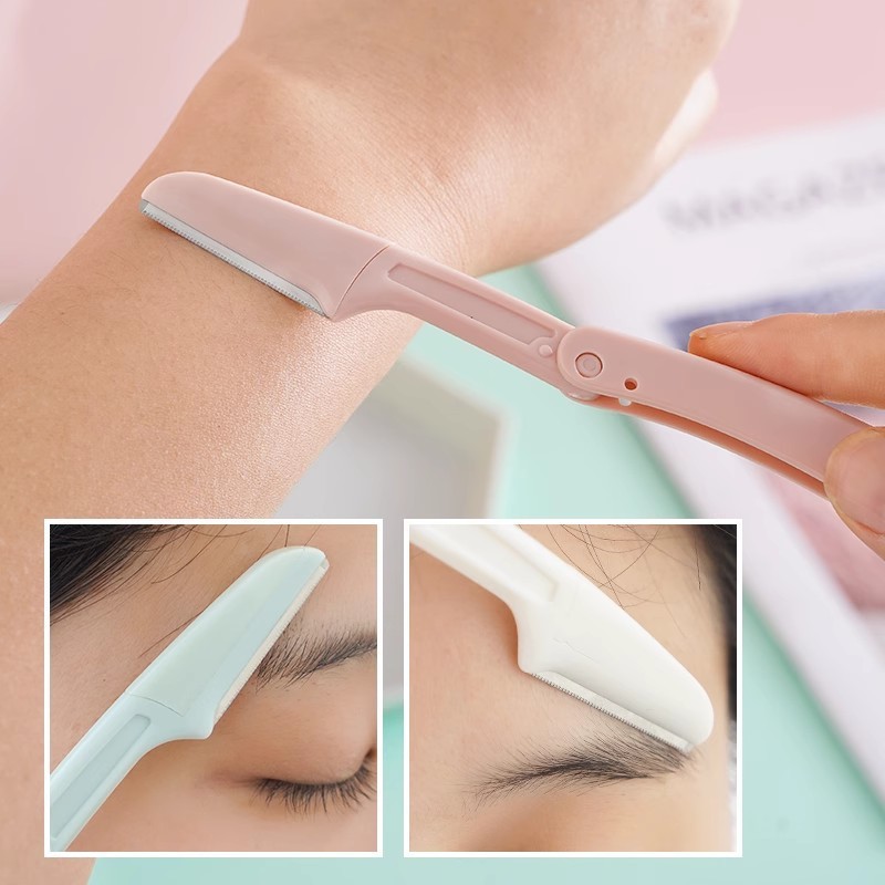 折りたたみ眉毛修理ナイフ女性専用新型安全型眉毛剃刀眉毛毛刀眉毛修理ナイフ初心者三本セット|undefined