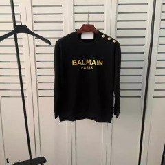 秋冬の新型バルマンの肩の金はbalmain綿のゆったりしている頭の長袖のガードルのカップルの金を掛けます。