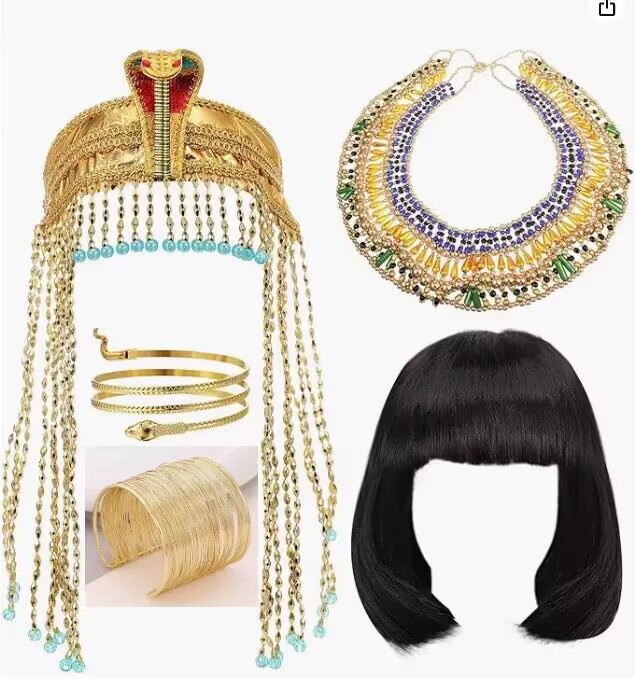 Halloween Cleopatra headwear ropa egipcia de las mujeres accesorios oro con cuentas diadema Faraón