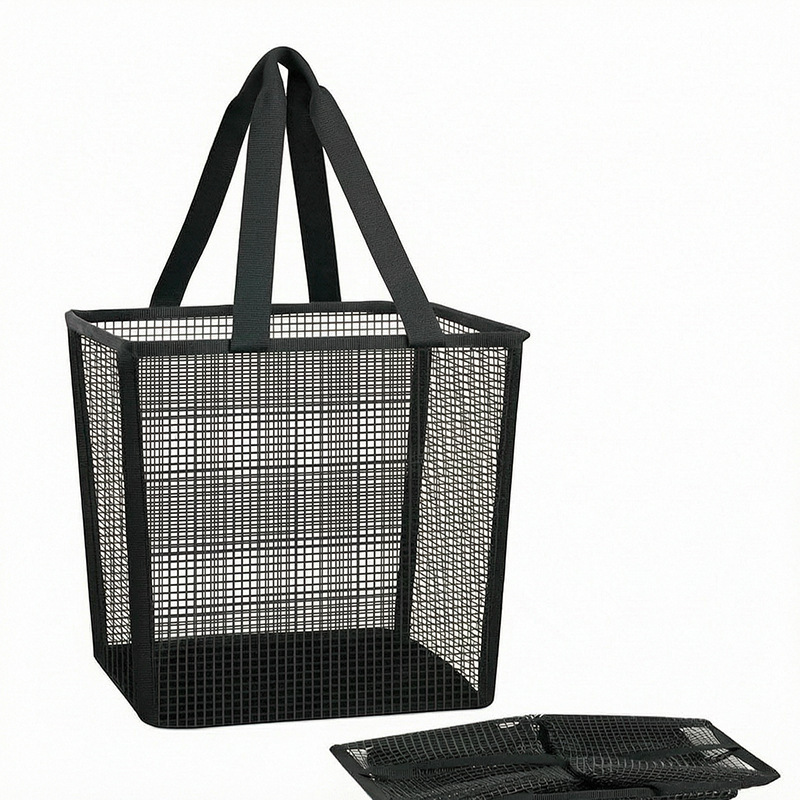 Breathable mesh laundry basket for home use, large capacity, foldable clothes storage basket, toy bin, wall-mounted bathroom laundry basket