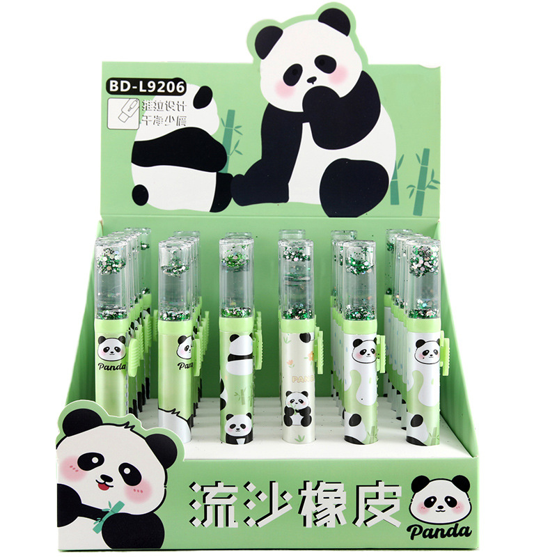 Pandas borradores de arena flotante borradores empujando y tirando borradores de arena flotante modelado creativo adorable estudiantes aprenden papelería