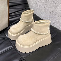 复古高级感小个子厚底增高马丁靴女款2025新款秋季显瘦白色短靴子