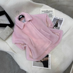 Camel Plush Korean Style Thickeneded Cape Cape Vest Outwear Outwear 2025 New Winter Outwear for Women