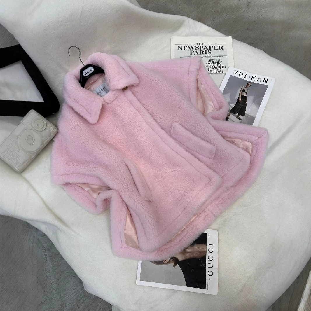 Верблюжья плюшевая утолщенная накидка в корейском стиле, жилет, верхняя одежда, новая зимняя верхняя одежда 2025 года для женщин