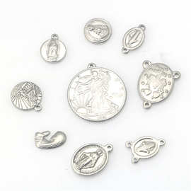 不锈钢耶稣圣母玛利亚吊坠坠子项链手链腰链配饰diy钛钢饰品配件