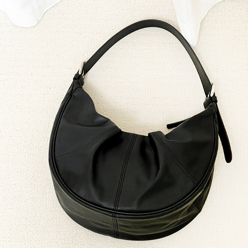 Genuine Leather Women's Cloud Bag, Niche Design Underarm Bag, High-End Large Capacity Crossbody Bag, Versatile - Thumbnail 6