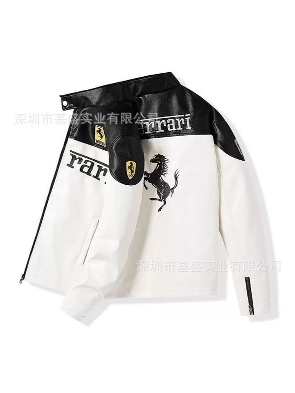 跨境春秋季新款立领赛车服刺绣pu皮外套机车刺绣皮衣夹克支持定制|undefined