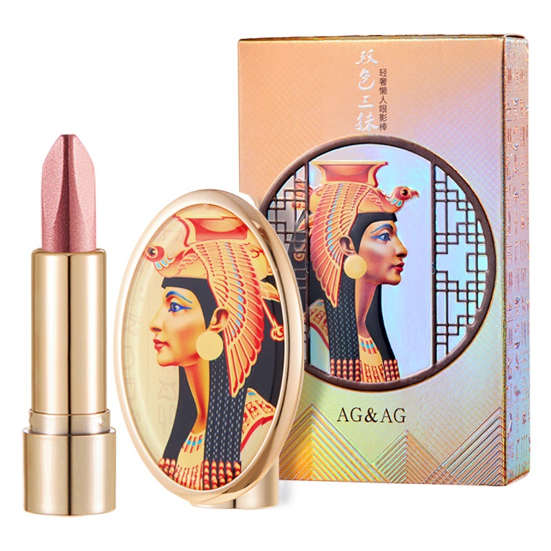 AGAG gradient two-color eye shadow stick a touch of makeup lazy eye shadow pearlescent earth color is not easy to take off makeup lying silkworm brightening