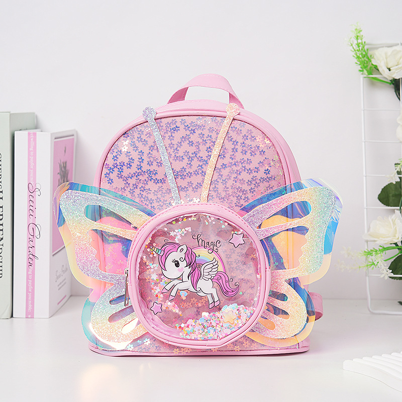 Kid's All Seasons Pu Leather Cartoon Cute Preppy Style Square Zipper Functional Backpack display picture 1