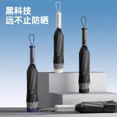 三折全自动反向伞包边反光黑胶折叠遮阳伞商务广告晴雨伞批发定制