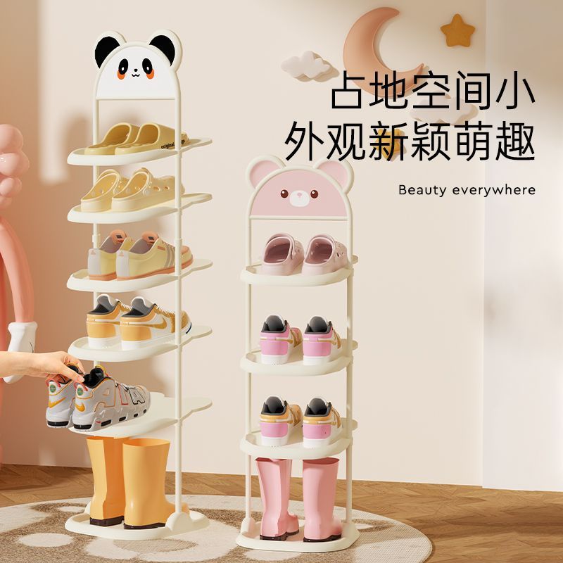 Estante de zapatos para niños, armario de zapatos simple especial para niños, hierro forjado ultra estrecho, espacio de ahorro de zapatos para bebés, estante de almacenamiento de zapatos lindo para el hogar