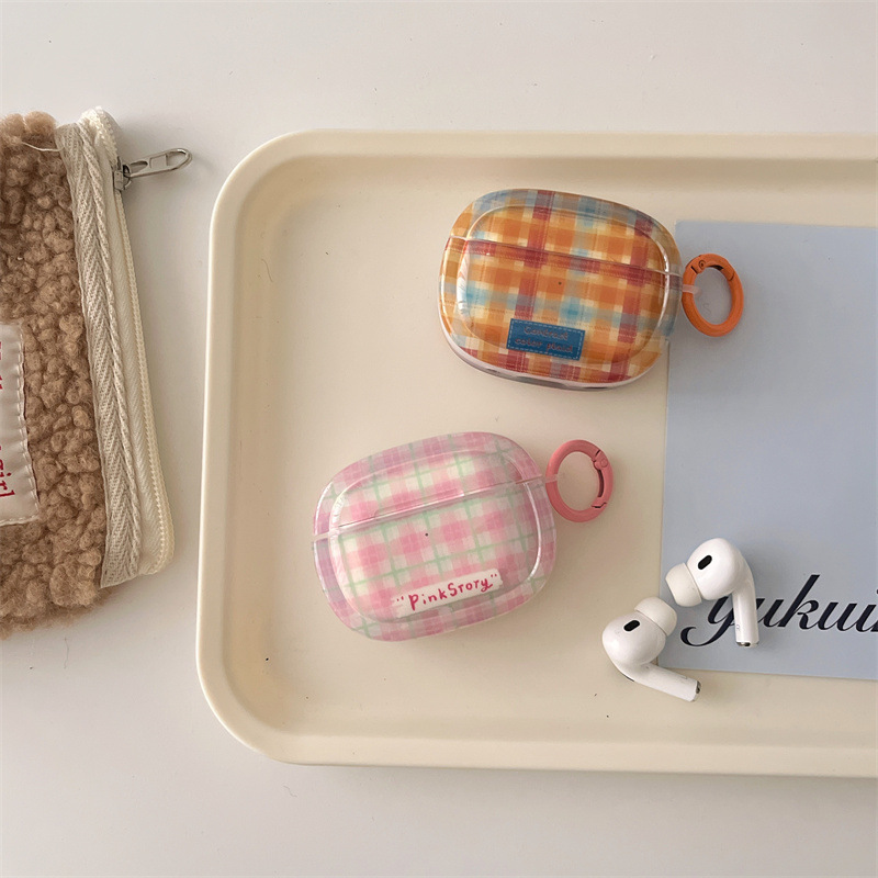 韓風insは色の格子縞にぶつかってAirpods4/3イヤホンの保護ケースを適用します。|undefined