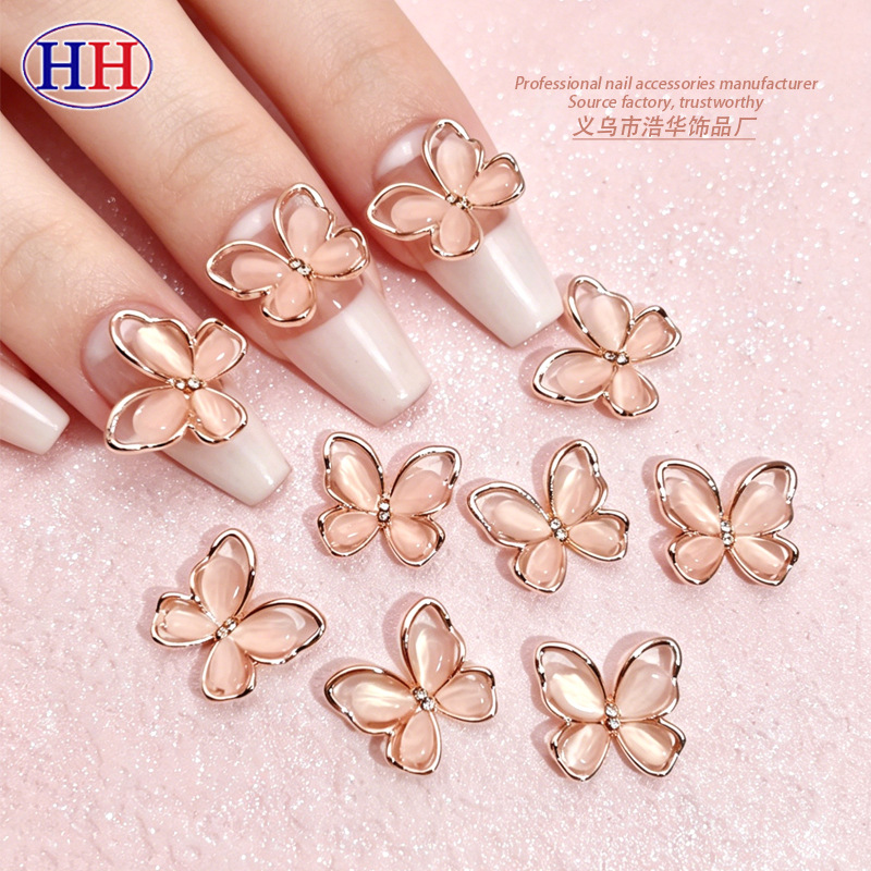 LZ nuevo hueco tridimensional Opal arco joyería de uñas aleación rhinestone mariposa taladro de uñas fábrica al por mayor image 5