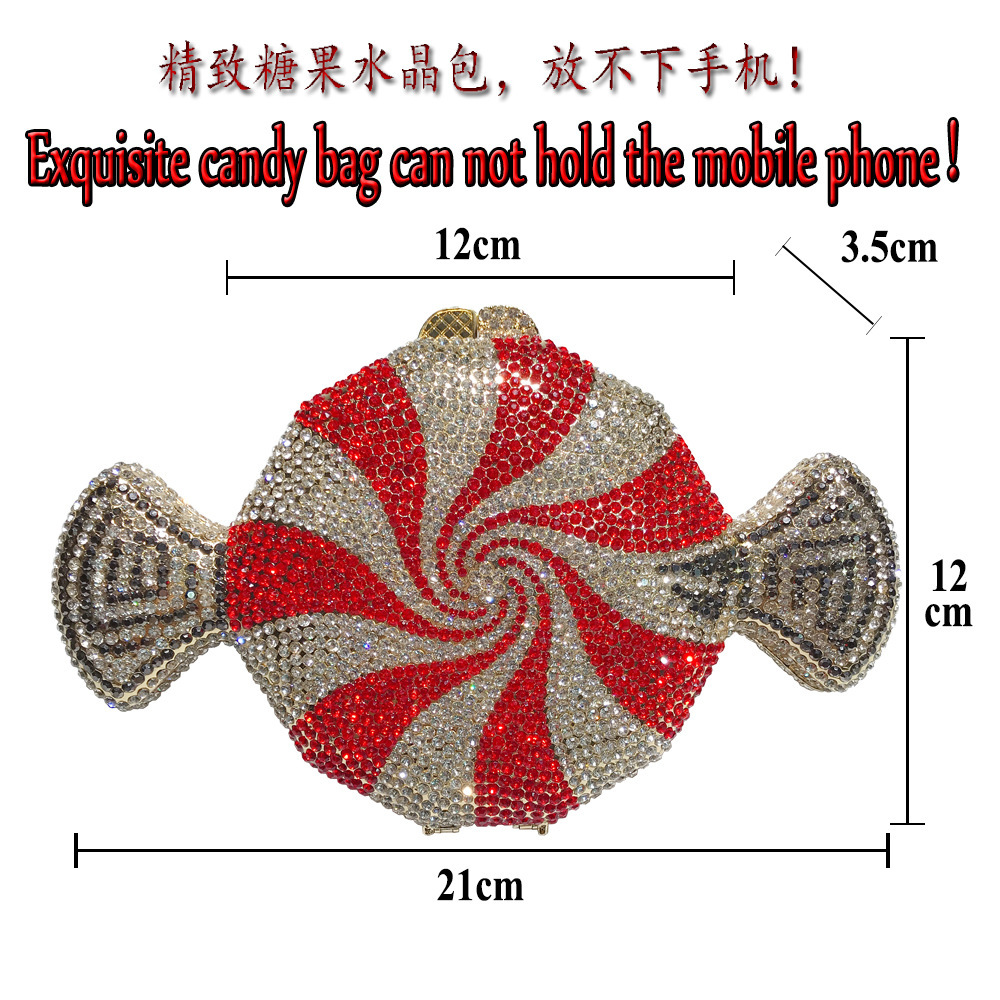 Seleccione estrictamente BL132 taladro agudo en forma de caramelo bolsas de diamantes bolsas de cena bolsas de mano damas