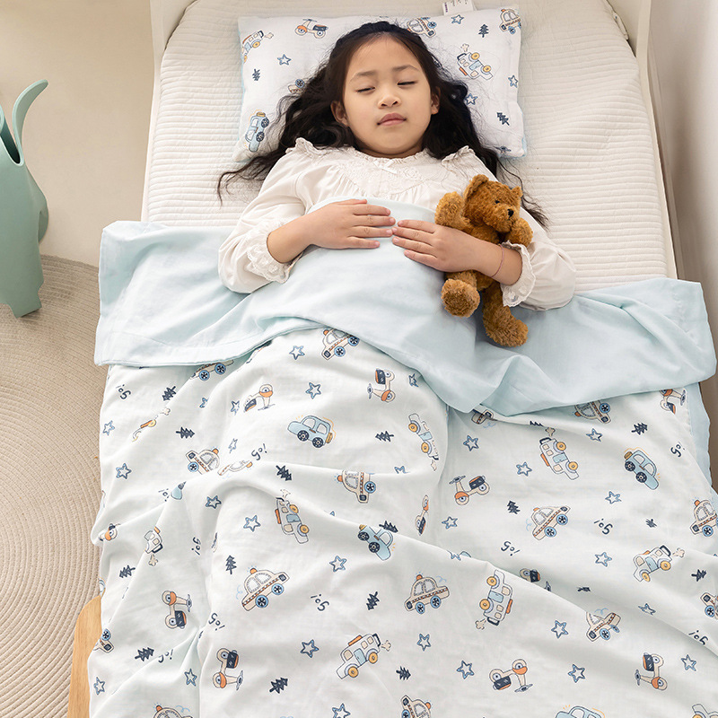 Clase A manta para bebés y niños edredón fresco de verano de algodón jardín de infantes siesta edredón fino manta de aire acondicionado para niños hilo de doble capa edredón fresco de verano