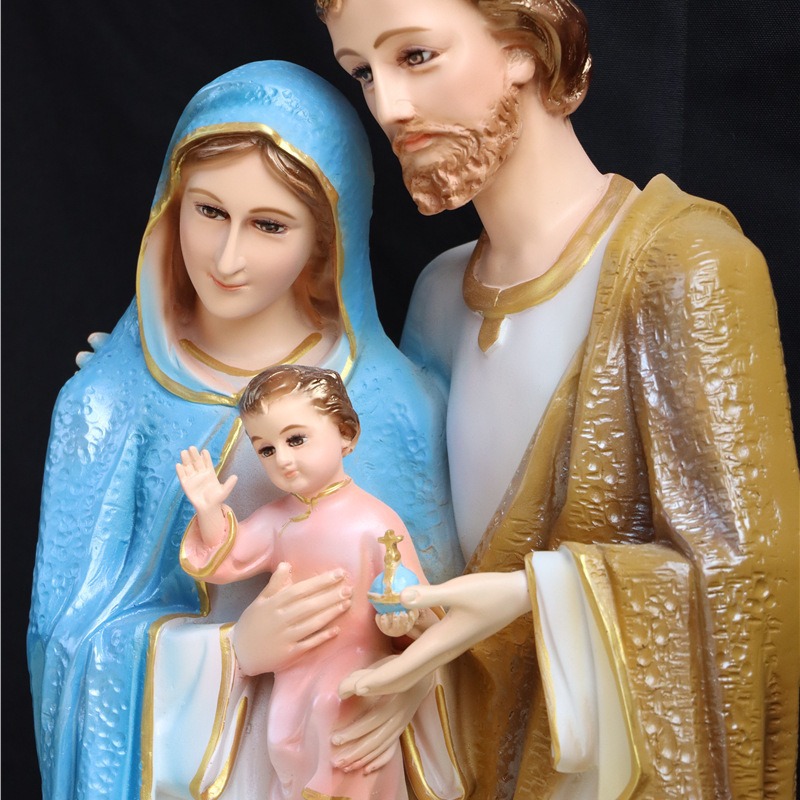 70cm cálida Sagrada Familia de tres miembros de la Virgen José figura de resina de la familia sala de estar decoración de iglesia