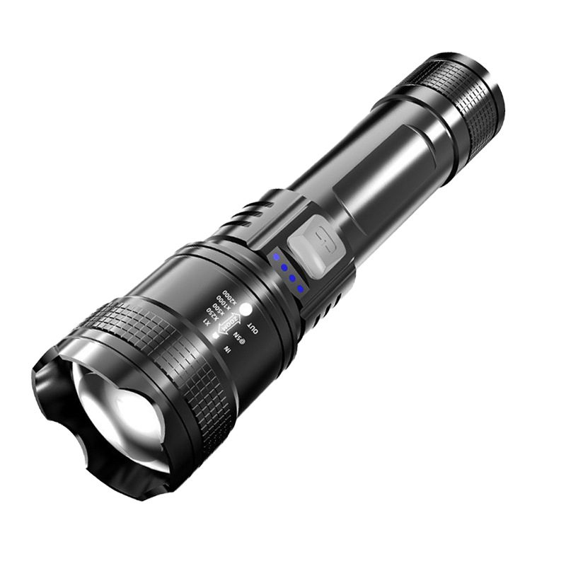 Transfronterizos nueva linterna de luz fuerte TYPE-C cargar multifuncional LED linterna linterna láser blanco al aire libre al por mayor