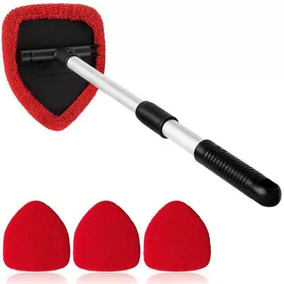 Pole Car Window Brush Set | Car cleaning tools - 1-set-five-sided-board-retractable-pole-4-red-cloth-covers