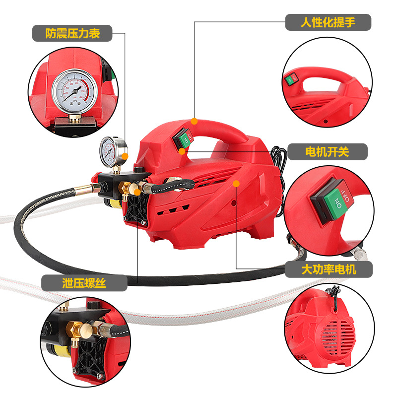 Bomba de prueba de presión eléctrica DC-360B portátil cilindro doble flujo grande tubería de calefacción por suelo radiante tubería de agua contra incendios lavadora a presión