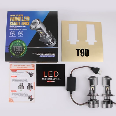 T90 Car Led Headlight with Lens, Integrated High and Low Beam, 120W Ultra-Bright Laser Headlight, Modified H4 Motorcycle Light (Ön faralar) - h4-white-light-left-hand-drive