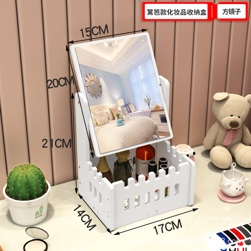 Ins Internet celebridad espejo giratorio de escritorio espejo de maquillaje dormitorio de estudiantes almacenamiento de escritorio belleza portátil espejo de tocador de maquillaje